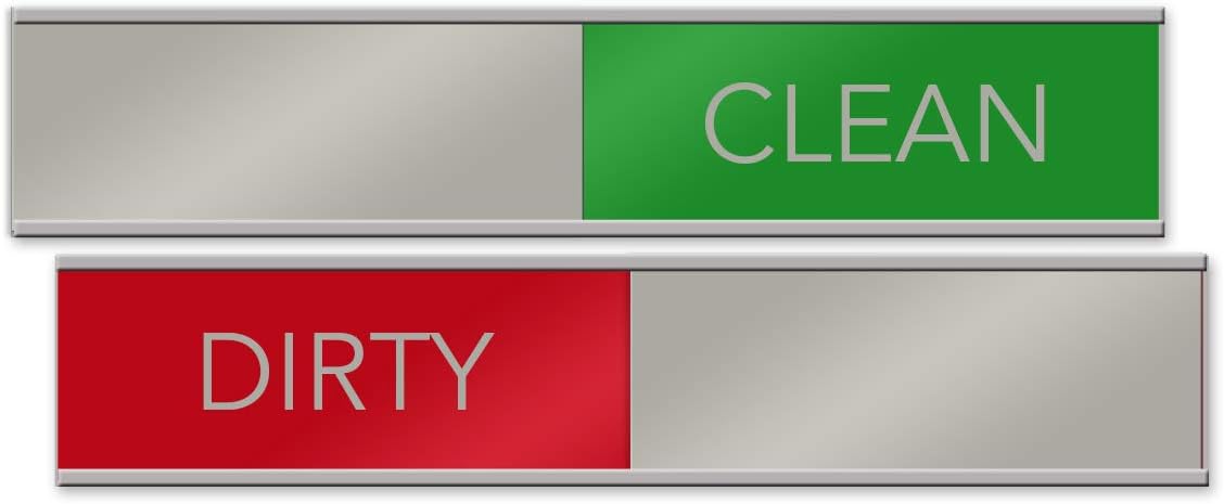 Clean/Dirty Slider Nameplate and Sign for Dishwasher (Red/Green, 10" x 2")