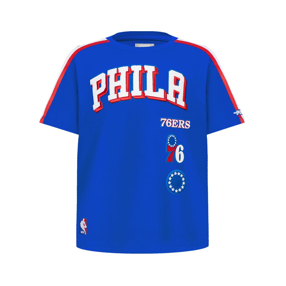 Big Boys NBA Retro Classics Cotton Short Sleeve Taping Tee, Royal Blue/Red, S