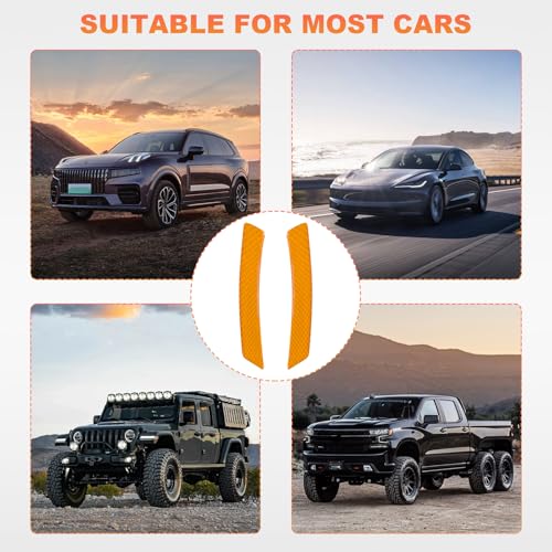 Image of 2 PCS Car Reflective Trim Side Marker Stickers, Automotive Exterior Reflector Guard Warning Sticker, Safety Reflective Strip for Car SUV Truck Wheel or Side Bumper Fenders (Yellow)