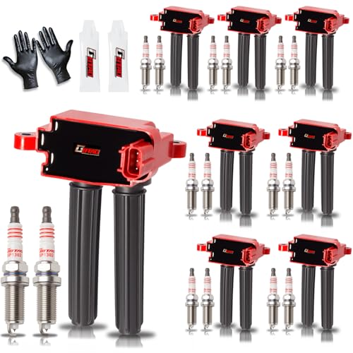 GBTAD Upgraded 8x Ignition Coil Pack and 16x Iridium Spark Plug for 5.7L V8 HEMI Dodge Ram 1500 2500 3500 Charger Durango Chrysler 300 Jeep Grand Cherokee 2006-2015 Replaces UF504