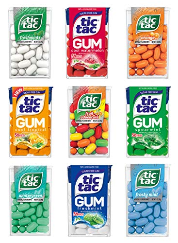 Tic Tac Mints and Gum Variety Snack Peak Gift Box – Orange, Fruit Adventure, Freshmint, Frosty Mint, Wintergreen, Spearmint Gum, Freshmint Gum, Watermelon Gum, Tropical Gum