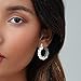 6 Pairs 14K Gold Plated Hoop Earrings for Women Lightweight Chunky Hoop Earrings Multipack Hypoallergenic, Thick Open Twisted Huggie Hoops Earring Set Jewelry for Gifts. (Silver)