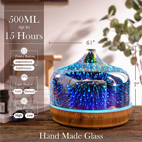 Porseme Giant + Afantty Essential Oil Diffuser 3D Glass Aromatherapy Ultrasonic Humidifier Cool Mist, Auto Shut-Off,Timer Setting, Bpa Freefor Home Office Hotel Yoga Gym Leisure Spa Gift #TOP3
