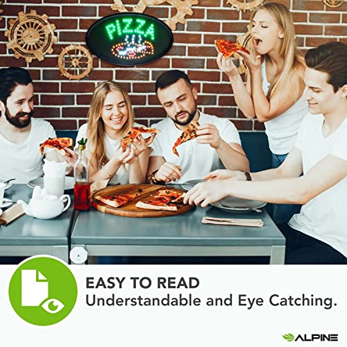 Alpine Led Pizza Neon Sign For Pizza Shop Business High Tech Tempered Glass Oval 19X10 Inch Bright Electric Display Sign Two Modes Flashing Steady Lights For Indoor Outdoor Shops Restaurant Bar Wall Window Stores (Pizza, 19" X 10") #TOP2