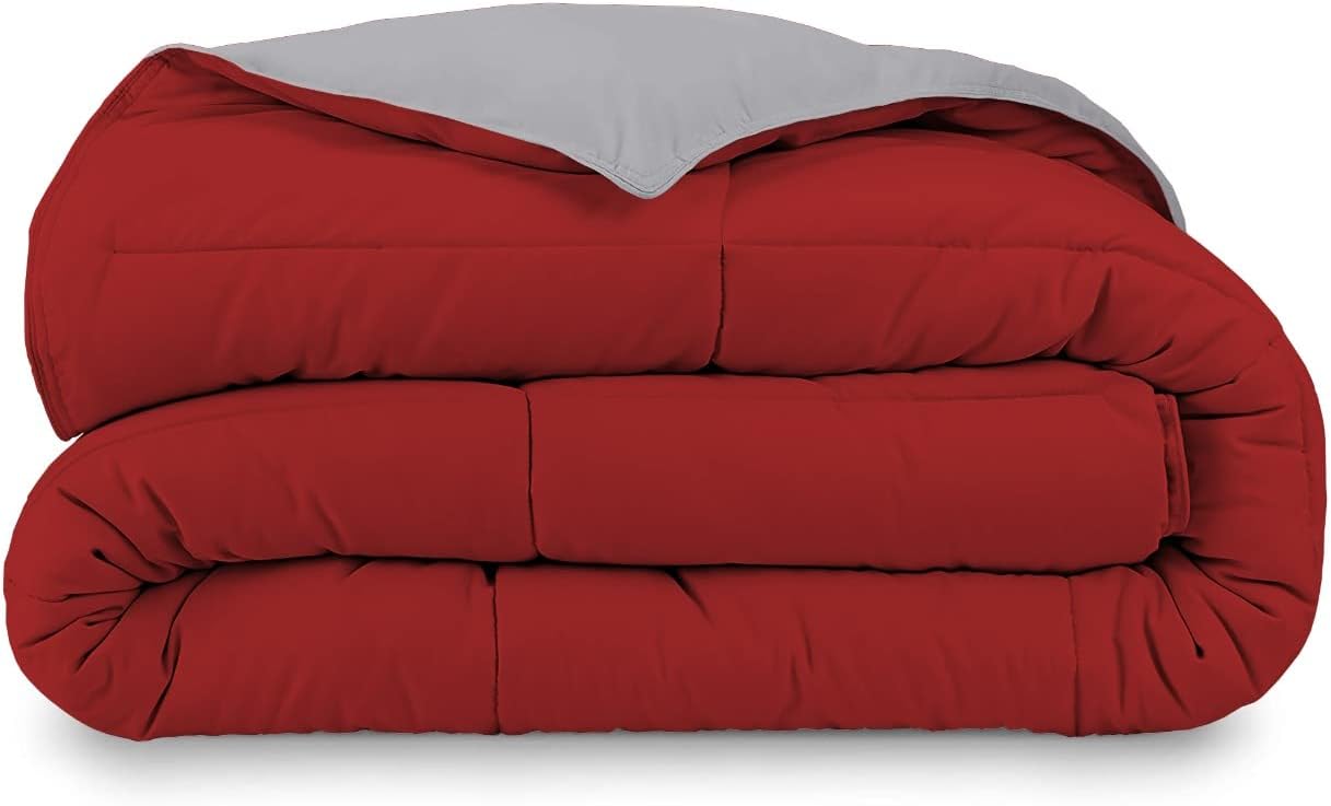 Elegant Décor Lightweight Comforter All Season Down Cal-King Bed Comforter Summer Duvet Insert Quilted Reversible Comforters (Size -Cal-King Color - Red)