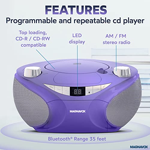 image for Magnavox MD6949 Portable Top Loading CD Boombox with AM/FM Stereo Radi