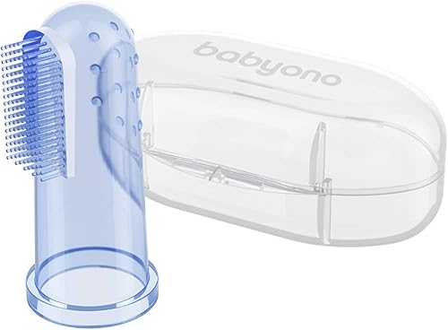 Babyono Cepillo de dientes de silicona para bebés, para el cuidado de los diente