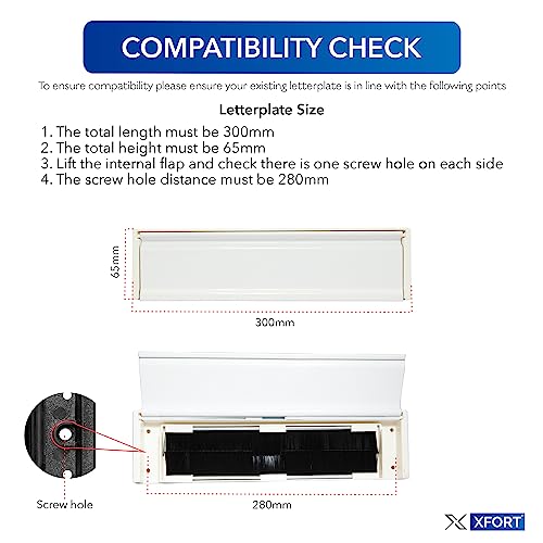 Xfort MailPlate Surround 12" Letterplate White, Premium Draught Proof Postal Letterbox, Telescopic Sleeved Letter Box for uPVC Doors with 20-40mm Door Thickness. - Image 3