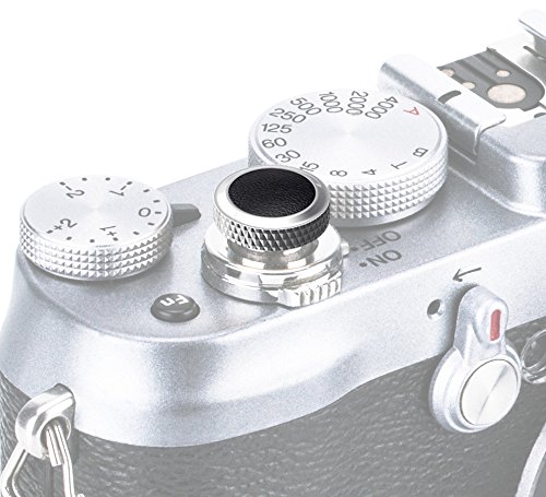 Ares Foto® Ergonomischer Auslöser *Kupfer & Kunstleder* Auslöseknopf Soft Release Button für Fujifilm Leica Canon Nikon Sony Olympus *Silber & SCHWARZ*