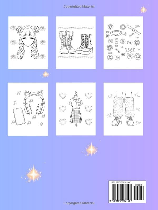 K-Pop Coloring Book for Fangirls: Fashion Beauty Accessories, Bold and Easy, Cute and Pretty K-Pop Inspired Designs for Kids, Tweens, Teens, and Adults image 3