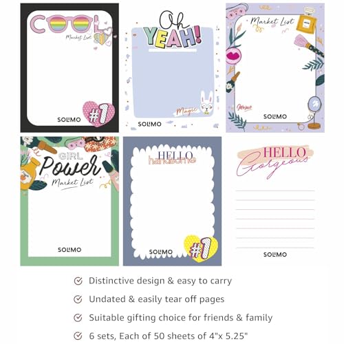 Image of Amazon Brand - Solimo To Do List Notepads, 4 inch X 5.25 inch Tear Off Block Planner For Office, Home, Work Stationery Supplies, Set Of 6, 50 Pages