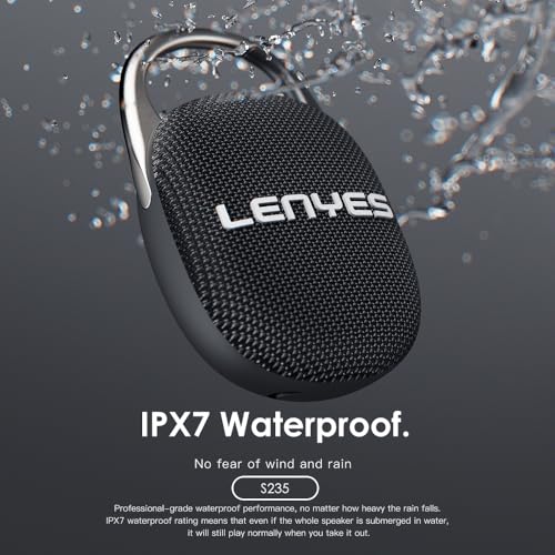 Image of Lenyes S235 Portable Bluetooth Speaker | 8W HD Sound with Deep Bass | IPX7 Waterproof | Bluetooth v5.3 | 5H Playtime | Clip-On Travel Design | Compact Outdoor Wireless Speaker