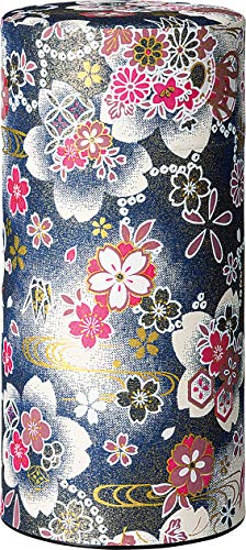 Ryu Mei Hanatsuzumi Japanese Tea Canister | Imported Japanese Tea Storage Tin | 192HR0 | Black Flower