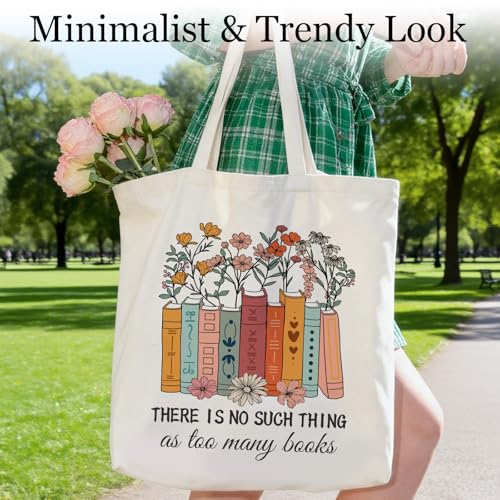 Bolso tote temático de libros, regalo divertido para amantes de la lectura, mujeres, bibliotecarias y profesores, de lona resistente miniatura 2