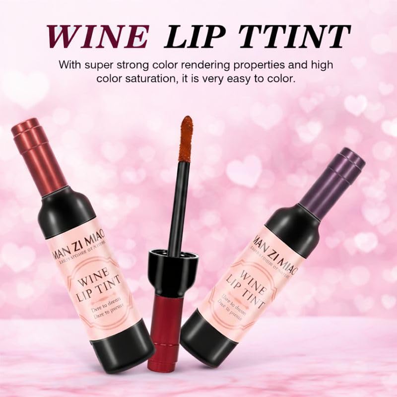 Wine Gloss Set | 6-Color Waterproof Lip Stain & Smudge-Proof Kit for Women | Long-Lasting Non-Drying Formula in Wine Bottle Design for Soft Natural Lips & Party Makeup Essentials - Image 6