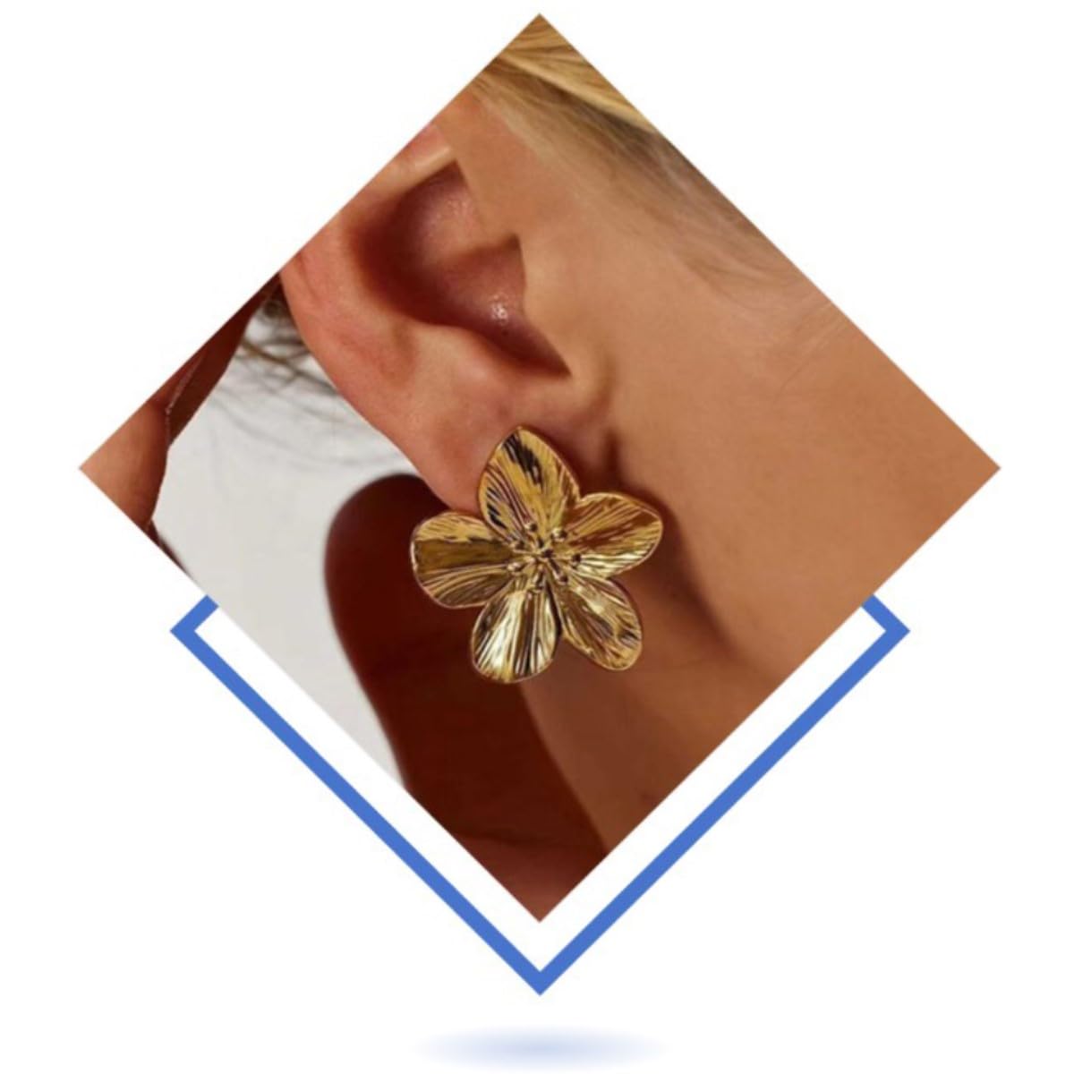 Große Blume Ohrringe Gold Blume Baumeln Ohrringe OEIOTEI Metall Blütenblatt Ohrstecker Boho Statement Flower Earrings Damen Tropfen Goldene Ohrringe Floral Ohrstecker Übertrieben Aussage Für Mädchen