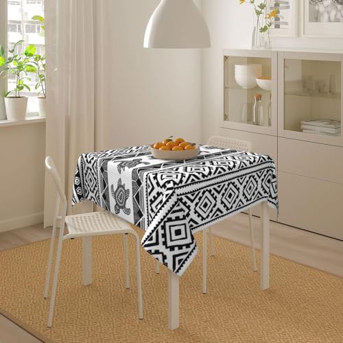 Nappe carrée ethnique en polyester imperméable 152x152 cm pour table de cuisine - 4