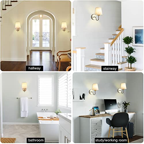Lasenchoo Gold Wall Sconce, 1 Pack Modern Sconces Wall Lighting Vintage Wall Light Fixtures With Fabric Lampshade, Bedside Wall Lamp For Bedroom Living Room Hallway Entryway, E26 Bulb (No Include) #TOP4