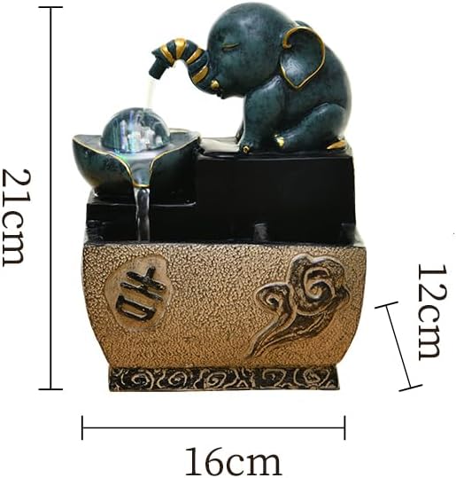 Wealthy Elephant Flowing Ornaments Circulating Water Office Living Room Desktop Light Luxury Home Decoration Housewarming Gifts (Blue)
