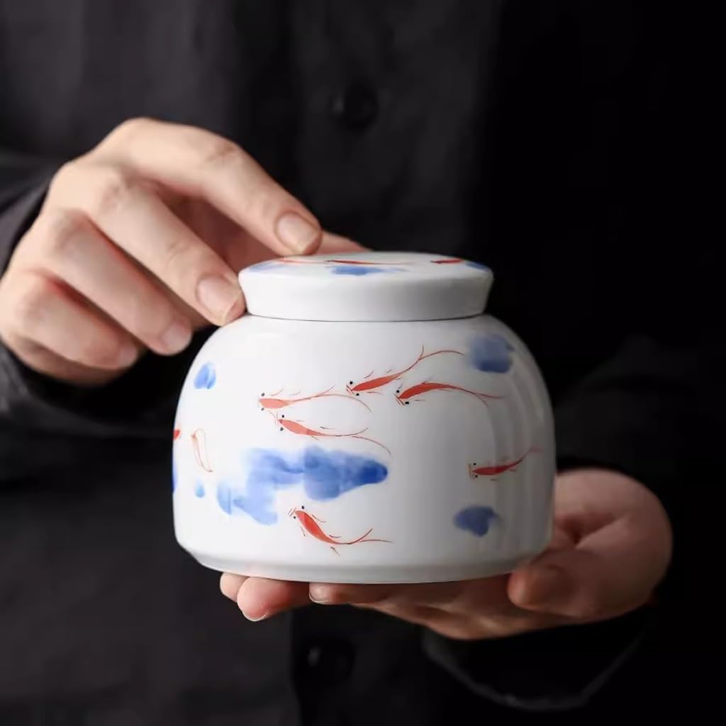 LYGSWDB Słoik cukru Ręcznie malowane ceramiczne puszki na herbatę Gospodarstwa domowego Pu'er Czarna herbata Puszki na herbatę luzem Zamknięte puszki na herbatę z pokrywkami Pojemnik na herbatę