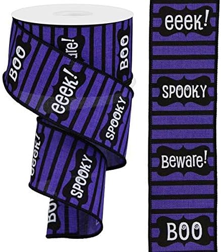 Framed Halloween Words Wired Edge Ribbon, 10 Yards (Purple, 2.5)