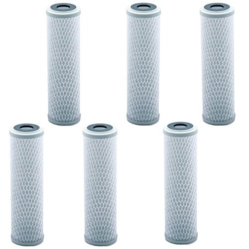 Lake Industries Universal 10 inch Carbon Block Water Filter Cartridge - Replacement CTO Water Purifier Filter, Activated Carbon (NSF 42 Certified) (6)