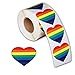 SD Gay Pride Love Rainbow Ribbon Stickers, 7 Colors Stripes Heart Shaped Roll Tape-500 Stickers