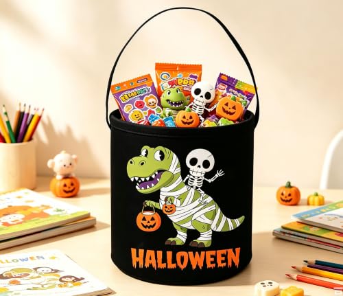 Image of Dinosaur Basket Halloween Storage Bins Gift Basket Cute Storage Box Book Shelf Bin(Black Dinosaur)
