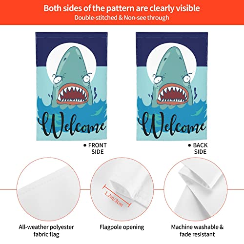 Garden Flags Cute Cartoon Shark Ocean Waves Design Premium Yard Flag Holiday Party Flag Outdoor Farmhouse Decor Home Porch Flags 12 X 18 Inch #TOP1