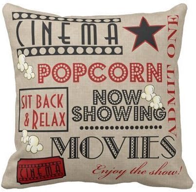 baihis Movie Theater Cinema Admit One Ticket Throw Pillow Case Cushion Covers 18X18 Inch
