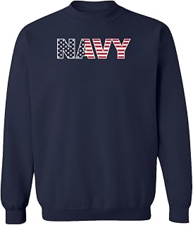 Forces America Navy Armed Day US Army Unisex Sweatshirt Crewneck Sweater (Navy, 2X-Large)