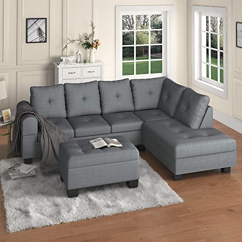 Dklgg Sectional Sofa Couch, Modern Linen Fabric Living Room Home Funiture L-Shaped Couch 5-Seat Sofa Sectional With Chaise For Small Living Room, Apartment And Small Space #TOP2