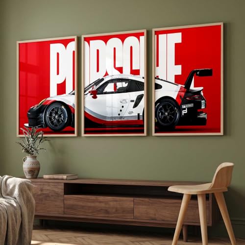 Image of HOTHOUSE Big Sports Cars Framed Posters Gift Items for Boys Room Wall Decoration Bedroom Living Room Office Studio Decor | Car Poster Frame for Wall Decor Set Of 3 Size (19 X 25 inch)