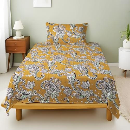 Image of Weave & Decor Cotton Bedsheet for Single Bed 90x60 Inches Soft and Breathable, Includes 1 Pillow Cover 20x30 Inches