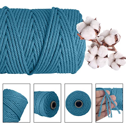 3Mm X 109Yards Macrame Cord Thick Natural Cotton Macrame Rope, 4 Strand Twisted Cotton Cord Rope For Soft Macrame Natural Color Handmade Wall Hanging, Plant Hanger, Craft, Knitting, Decorative Project #TOP2