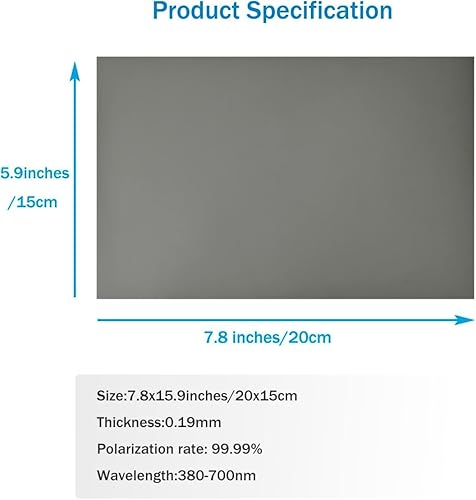 Miniatura 2 de Láminas de película polarizada, 2 unidades, 7.8 x 5.9 pulgadas/7.9x5.9 in, polarizador adhesivo, filtro polarizador lineal para pantalla de física