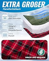KingCamp Schlafsack XXL Baumwolle Flanell Erwachsene Oliv – Ansicht 4