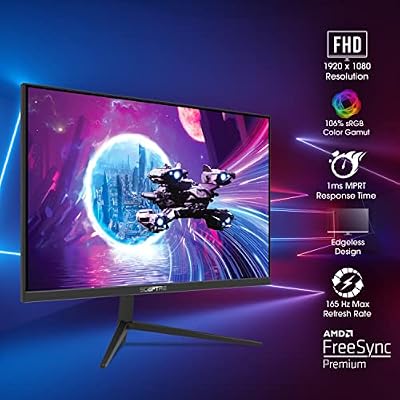 Sceptre 25 Gaming Monitor 1920 x 1080p up to 165Hz 1ms AMD FreeSync Premium HDMI x3 DisplayPort Build-in Speakers, 106% sRGB Machine Black (E255B-FWD168)