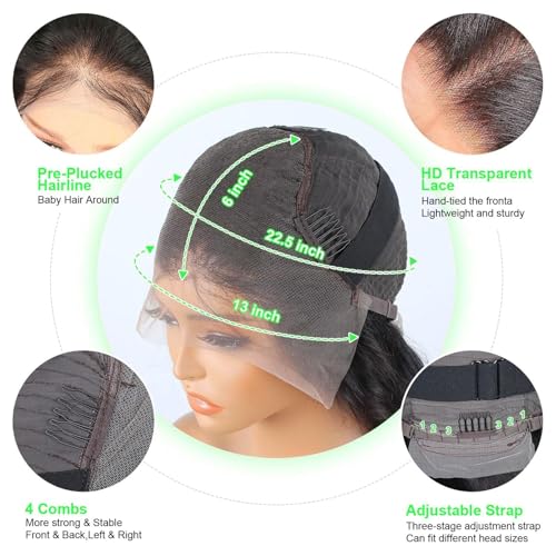 Image of Vnrtkkn 13x6 HD Deep Wave Lace Front Wigs Human Hair Glueless Wigs Human Hair Deep Wave Wig 28 Inch Lace Frontal Wigs Human Hair Deep Wave Wigs for Women Pre Plucked Curly Wig