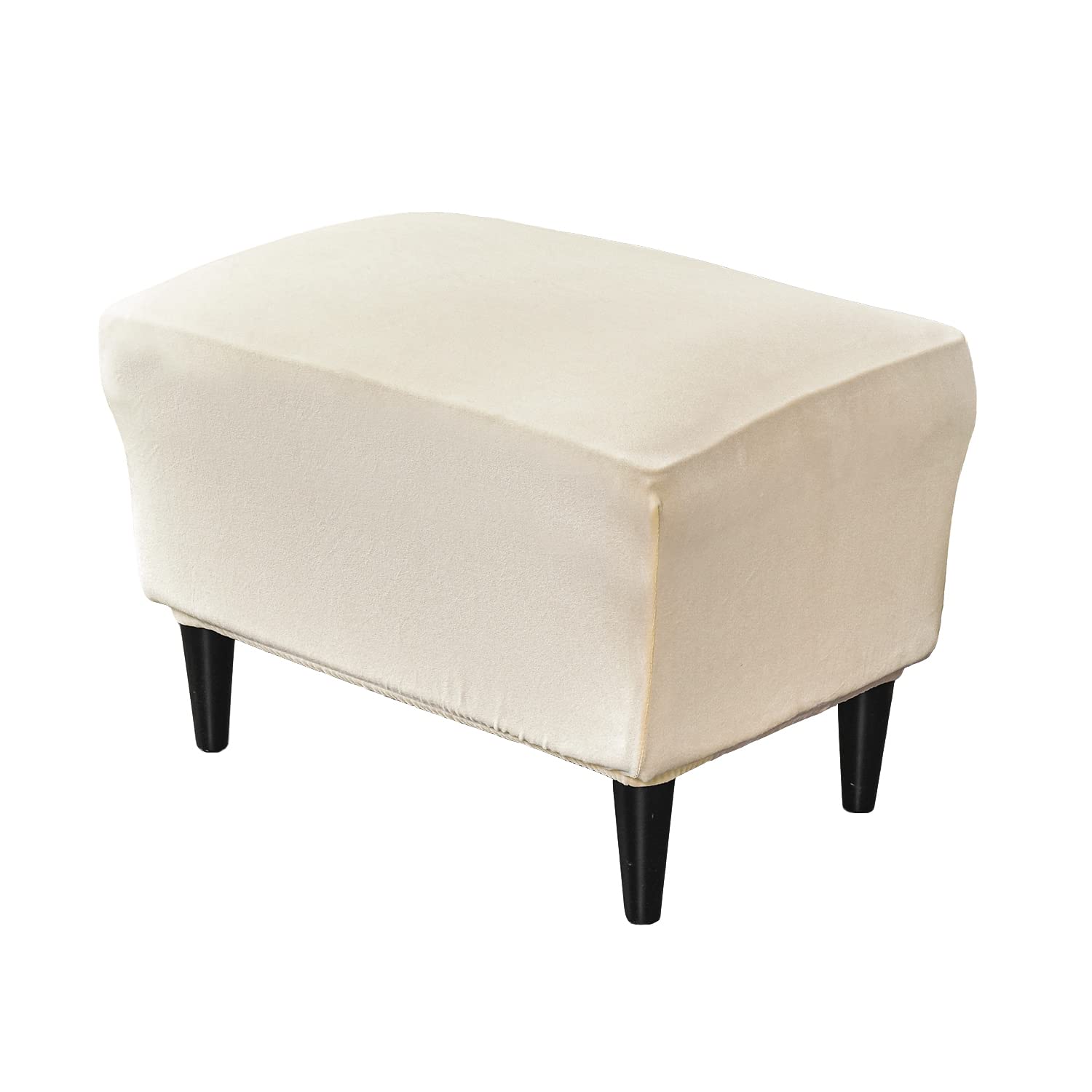 Funda otomana de terciopelo lavable y protector de muebles elástico para reposapiés