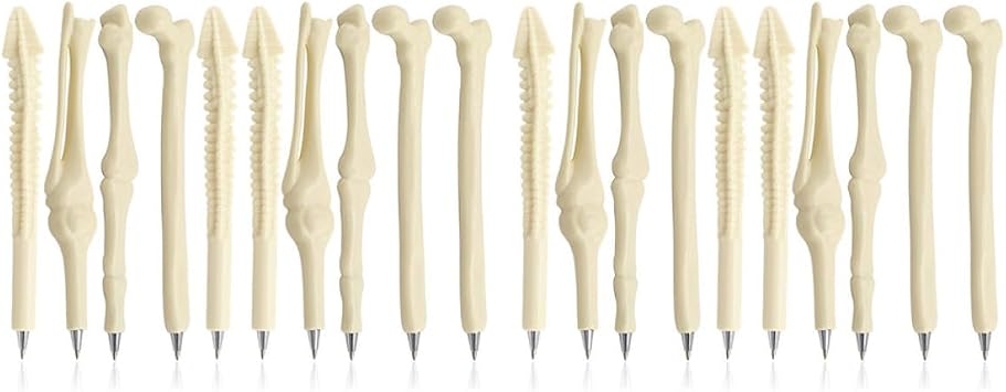 Operitacx 20 Pack Bone Shaped Ballpoint Pens, 0.7 mm Fine Point Black Ink Novelty Pens for Nurses, Doctors, Students, Office, School and Halloween Party Favors