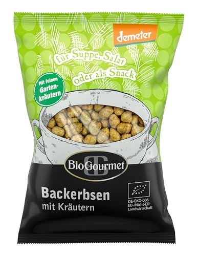 BioGourmet Backerbsen mit Kräutern, für Suppe, Salat oder als Snack, bio, demeter, 100g