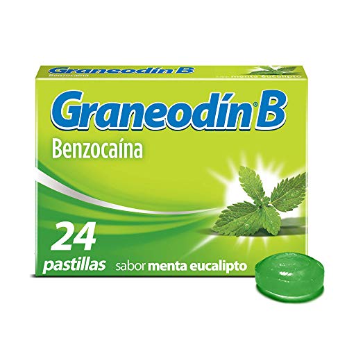 Vitamínicos, Graneodín B, para dolor de garganta, sabor menta eucalipto