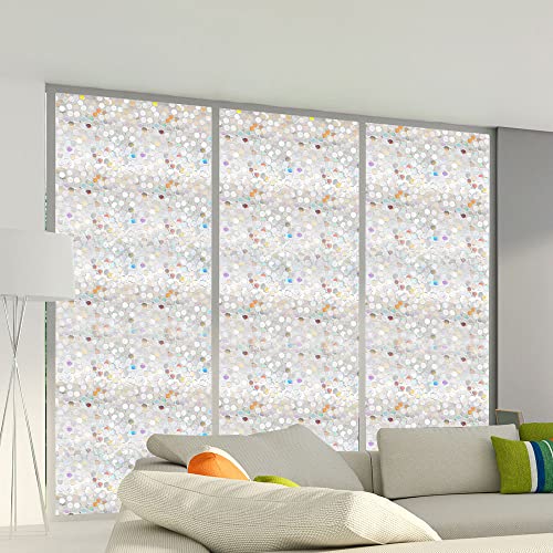 Window Privacy Film,3D Stained Frosted Window Sticker, Vinyl Decorative Window Decals, Anti-Uv Static Cling Window Film Non-Adhesive Removable (35.4 X 78.7 Inch) #TOP5