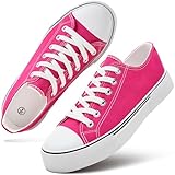 hash bubbie Women's Canvas Shoes Fashion Canvas Sneakers for Women Casual Tennis Shoes Low Top Walking Shoes(Rose Red.US8)