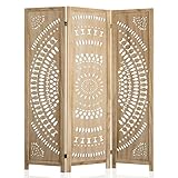 WelFurGeer Handcrafted Carved Wooden Room Divider Screen, Folding Privacy Screen for Room Separation, Decorative Room Dividers, 360° Adjustable Folding Panels for Privacy, Home, Office & Patio