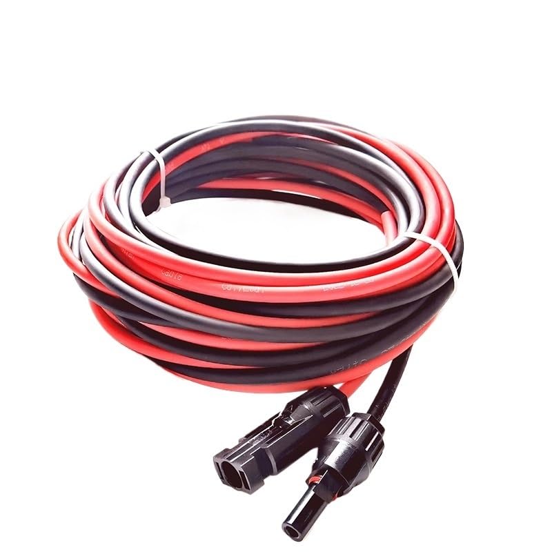 Cable de extensión for Panel Solar (1 par, Cobre, Negro y Rojo, con Conector Solar, Cable fotovoltaico de 6/4/2,5 mm², Calibre 10/12/14 AWG)(8m,10 AWG-6mm2)