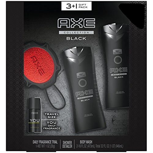 Axe Collection (Black) NEW for 2017, Gift Set for Him: 2-Body Wash, 1-Shower Detailer, Bonus YOU Daily Fragrance + FREE 5-Pack of Barbasol Razors.