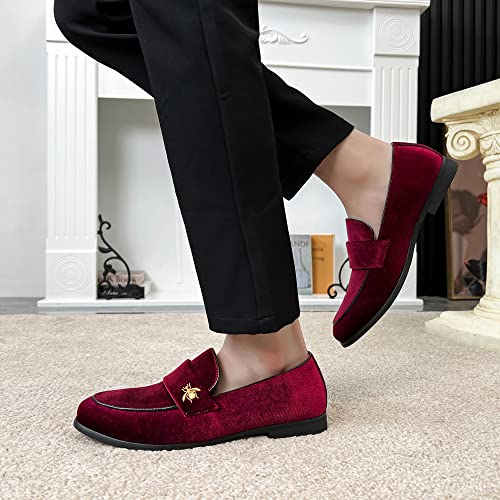 Image of FLQL Men's Luxury Penny Loafer Slip-On Velvet Shoes Party Dancing Shoes Suede Wedding Shoes Plus Size 7-13