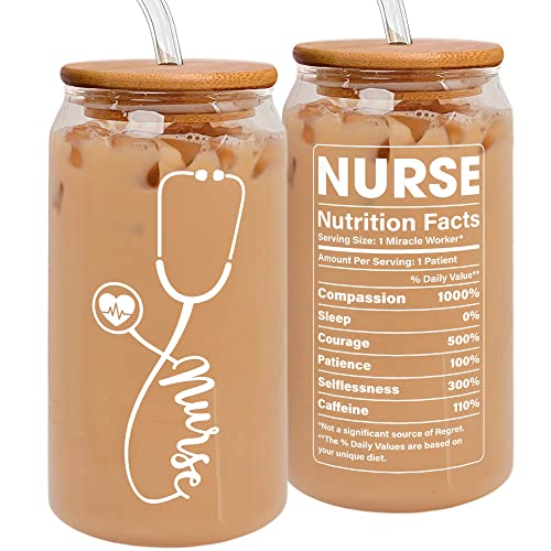 Nurse Gifts for Women - Nurses Week Gifts - Gift for Nurses - Nurse Rn Lpn Practitioner Gift for Women - Retirement, Birthday, Graduation Appreciation Nursing Student Ideas - 16 Oz Can Glass